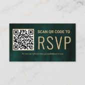 グリーン金ゴールドオンラインQRコードRSVPの結婚ウェブサイト エンクロージャーカード (正面)