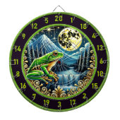 グリーン金ゴールドカエルが月の下で輝く ダーツボード (正面)