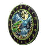 グリーン金ゴールドカエルが月の下で輝く ダーツボード (正面右)