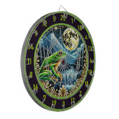 グリーン金ゴールドカエルが月の下で輝く ダーツボード (正面左)