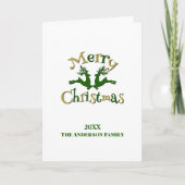 グリーン金ゴールドカスタムフォトメリークリスマストナカイ シーズンカード (正面)