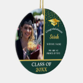グリーン金ゴールドカスタム卒業フォトクラスOf 2024 セラミックオーナメント (右)