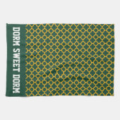 グリーン金ゴールドカレッジチームカッコいいおもしろいドームスクール キッチンタオル (横)