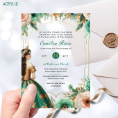 グリーン金ゴールドキンセアニラエメラルドドレスミカンス アクリル招待状