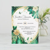 グリーン金ゴールドキンセアニラ蝶の花フローラ 招待状 (スタンド正面)