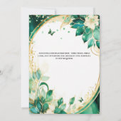 グリーン金ゴールドキンセアニラ蝶の花フローラ 招待状 (裏面)