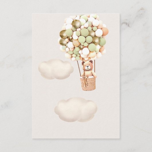 グリーン金ゴールドクマ風船ベビーブック エンクロージャーカード (裏面)