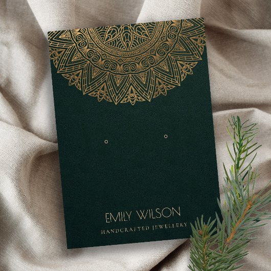 グリーン金ゴールドクラシックマンダラ華美イヤリングディスプレイ 名刺