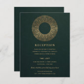 グリーン金ゴールドクラスマ華美ダラウェディングレセプション エンクロージャーカード (正面/裏面)