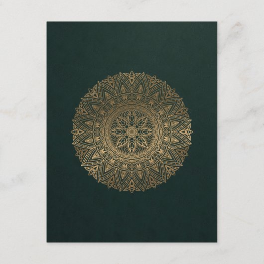 グリーン金ゴールドクラスマ華美ダラウェディングレセプション エンクロージャーカード (裏面)