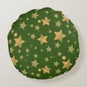 グリーン金ゴールドクリスマススターエレガントヴィンテージシック ラウンドクッション (裏面)