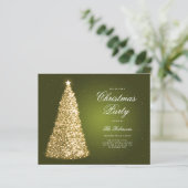 グリーン金ゴールドクリスマスツリー招待状プログラムメニュー (スタンド正面)
