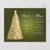 グリーン金ゴールドクリスマスツリー招待状プログラムメニュー (裏面)
