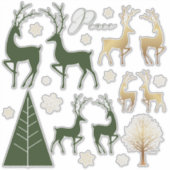 グリーン金ゴールドクリスマスホリデーモダンエレメント シール (正面)