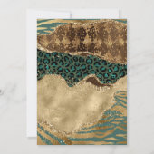 グリーン金ゴールドグリッタージャングルアゲート結婚ズ 招待状 (裏面)