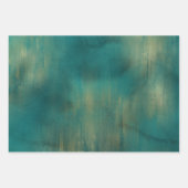 グリーン金ゴールドグリッタースパークルクリスマスツリー ラッピングペーパーシート (正面2)