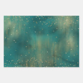 グリーン金ゴールドグリッタースパークルクリスマスツリー ラッピングペーパーシート (正面)