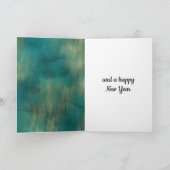 グリーン金ゴールドグリッタースパークルクリスマス カード (内部)