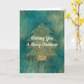 グリーン金ゴールドグリッタースパークルクリスマス カード (黄色い花)