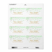 グリーン金ゴールドグリッタースパークル紙吹雪ドットモダン ラベル (フルシート)