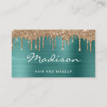 グリーン金ゴールドグリッタードリップヘアとメイクアップスタイリスト