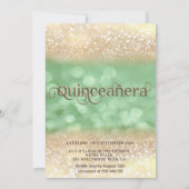 グリーン金ゴールドグリッタードレスバタフライキンセアニラ 招待状 (裏面)