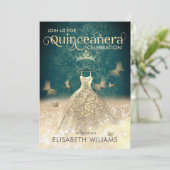 グリーン金ゴールドグリッタードレスバタフライクインセアニェラ 招待状 (スタンド正面)