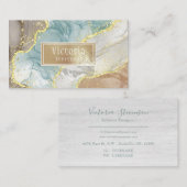 グリーン金ゴールドグリッターマーブルジオードネームアゲートビジネス 名刺 (正面/裏面)