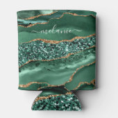 グリーン金ゴールドグリッター大理石クーラーボックス名前をカスタムする 缶クーラー (裏面)