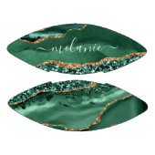 グリーン金ゴールドグリッター大理石名前をカスタムするサッカー アメリカンフットボール (パネル)