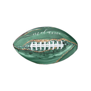 グリーン金ゴールドグリッター大理石名前をカスタムするサッカー アメリカンフットボール