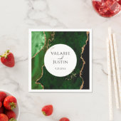 グリーン金ゴールドグリッター結婚マーブルズナプキンス スタンダードカクテルナプキン (インサイチュ)