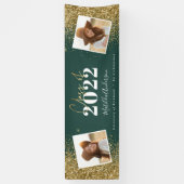 グリーン金ゴールドグリッター2写真クラス卒業 横断幕 (縦)