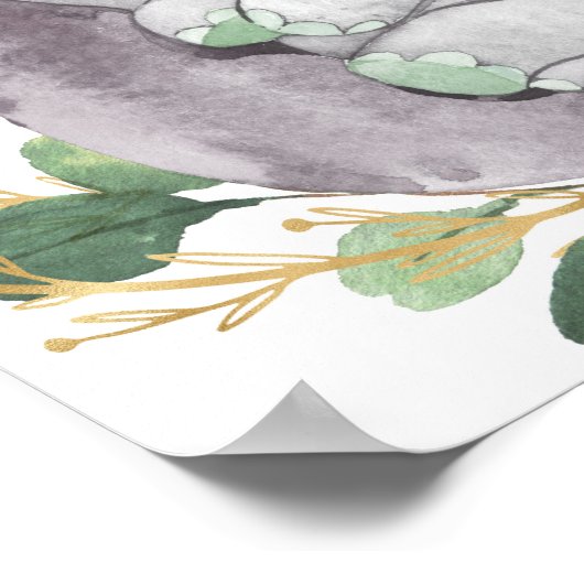 グリーン金ゴールドグリーンユーカリプトゥスエレファントウェルカム ポスター (角)