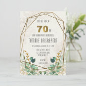グリーン金ゴールドグリーン幾何学模様70th誕生日パーティー 招待状 (スタンド正面)