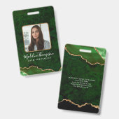 グリーン金ゴールドゲート大理石ビジネス会社ID バッジ (正面＆裏面)