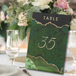 グリーン金ゴールドゲート結婚ゲード 台座サイン<br><div class="desc">シックなエメラルドグリーンと金ゴールドグリッターアゲートのテーブ結婚ル番号の簡単へカスタマイズの。</div>