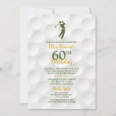 グリーン金ゴールドゴルファー60誕生日 招待状 (正面)