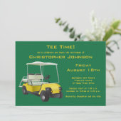 グリーン金ゴールドゴルフカートリタイアメントパーティの招待状 招待状 (スタンド正面)