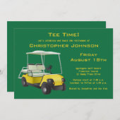 グリーン金ゴールドゴルフカートリタイアメントパーティの招待状 招待状 (正面/裏面)