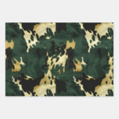 グリーン金ゴールドサウスウエストカウボーイ女性のカーボーイ牛追 ラッピングペーパーシート (正面3)