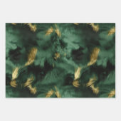 グリーン金ゴールドサウスウエストカウボーイ女性のカーボーイ牛追 ラッピングペーパーシート (正面2)