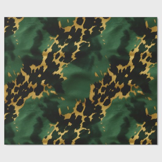 グリーン金ゴールドサウスウエストカウボーイ女性のカーボーイ牛追 ラッピングペーパー (フラット)