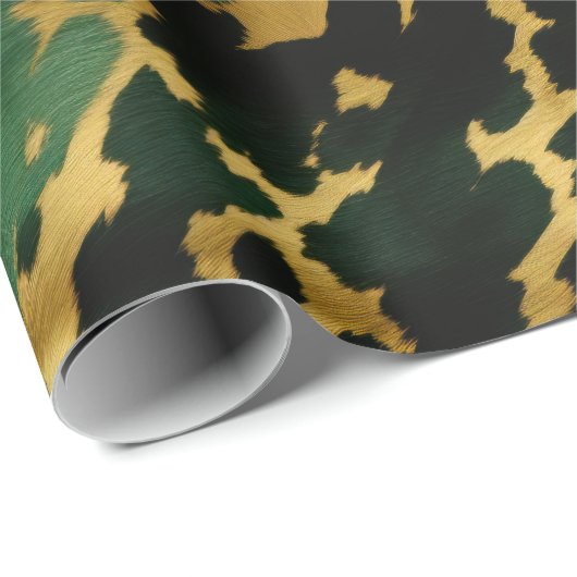 グリーン金ゴールドサウスウエストカウボーイ女性のカーボーイ牛追 ラッピングペーパー (ロールコーナー)