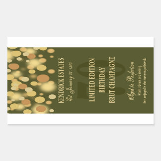 グリーン金ゴールドシャンパンバブル誕生日ラベル750ml 長方形シール