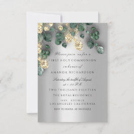 グリーン金ゴールドシルバーファースト聖体十字架 招待状