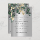 グリーン金ゴールドシルバーファースト聖体十字架 招待状 (正面/裏面)