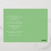 グリーン金ゴールドスクリプトカボチャハローウィンパーティ 箔招待状ポストカード (裏面)