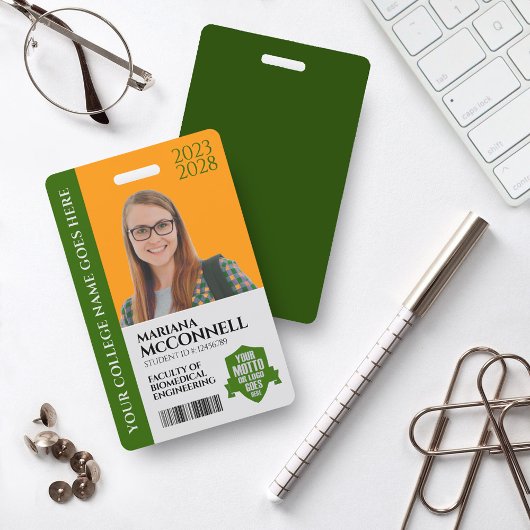 グリーン金ゴールドスクール大学の学生ID バッジ