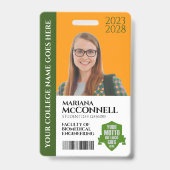 グリーン金ゴールドスクール大学の学生ID バッジ (正面)